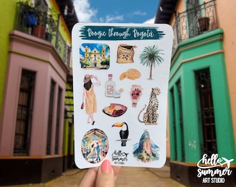 Boogie Through Bogotá Sticker Sheet - Planner Stickers, Scrapbook Sticker, Travel Sticker, Colombia Sticker, Medellin, Bogota, South America