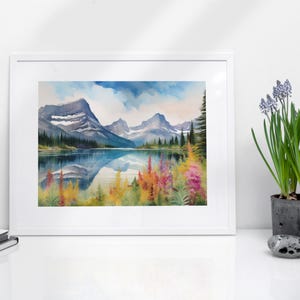 Glacier Watercolor Art Print - Glacier National Park, National Park Gifts, Montana Wall Art, National Park Poster, Nature Art Print