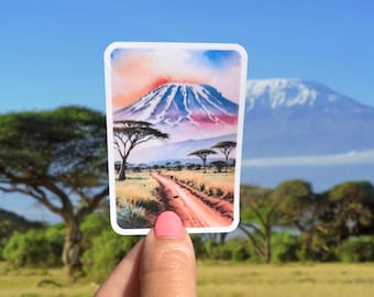 Mount Kilimanjaro Sticker - Tanzania, Africa, Travel Sticker, Journal Sticker, Agenda Sticker, Planner Sticker, Car Magnet, Locker, Kili
