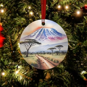Enfeite de Natal do Monte Kilimanjaro - Tanzânia, Enfeite de Árvore da África, Enfeite de Casamento, Presente de Noivado, Presentes de Viagem, Kili, Montanha
