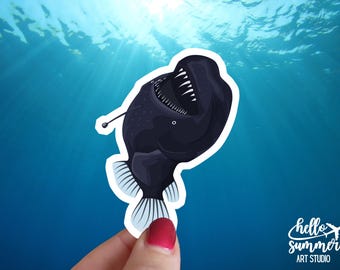 Angler Fish Sticker - AnglerFish, Deep Sea Fish, Inspiratinal, TikTok Meme, I will see the sun, still she rises, anglerfish light, ocean