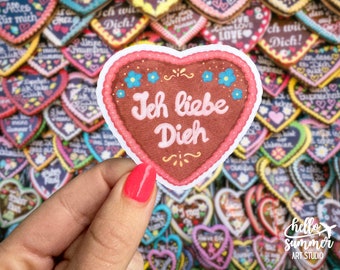 Oktoberfest Heart Cookie Sticker - Lebkuchenherzen, Ich Liebe Dich Sticker, Oktoberfest Art, Germany Sticker, Munich Sticker