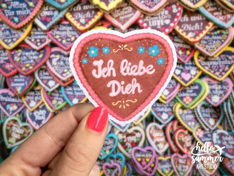 Oktoberfest Heart Cookie Sticker - Lebkuchenherzen, Ich Liebe Dich Sticker,