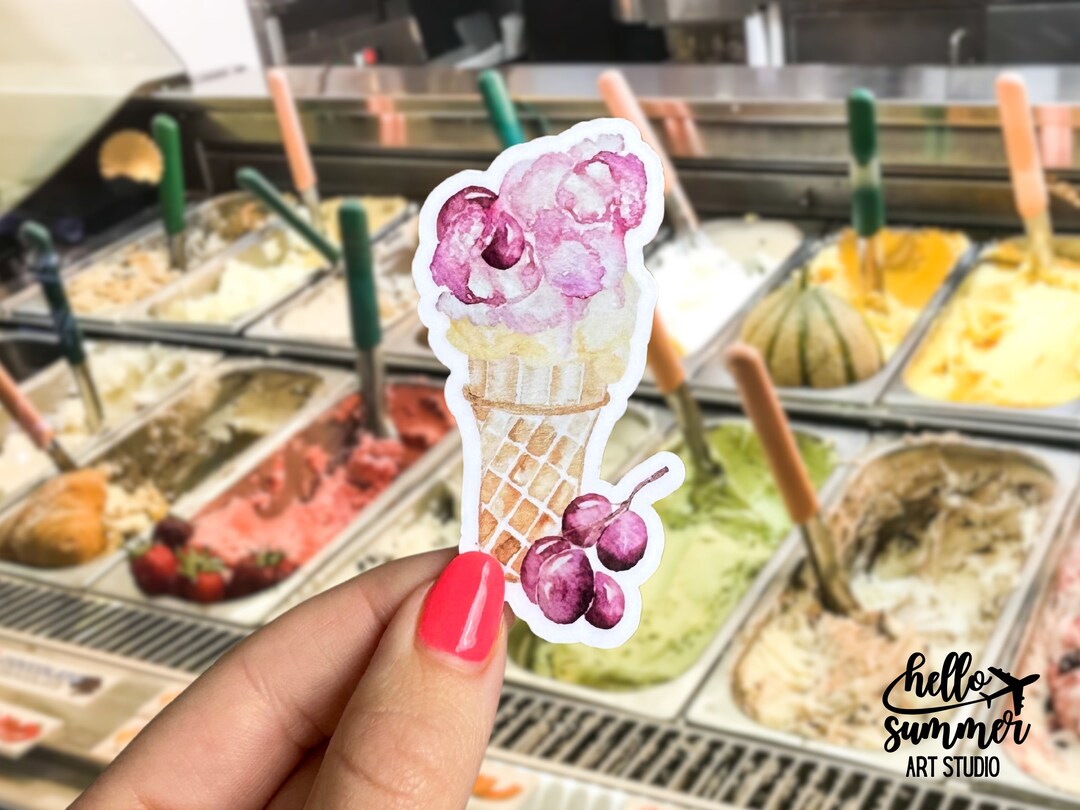 Cherry Gelato Sticker - Italy Sticker, Ice Cream Sticker, Watercolor ...