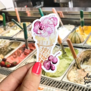 Adesivo de gelato de cereja - Adesivo da Itália, Adesivo de sorvete, Adesivo de aquarela, Adesivo da Europa, Adesivo de viagem, Sorvete, Ímã de carro, Armário