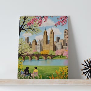 Central Park Watercolor Art Canvas - New York City Art Canvas, Manhattan Wall Art, NYC gift, nyc souvenir, central park print art canvas
