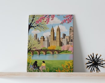 Central Park Watercolor Art Canvas - New York City Art Canvas, Manhattan Wall Art, NYC gift, nyc souvenir, central park print art canvas