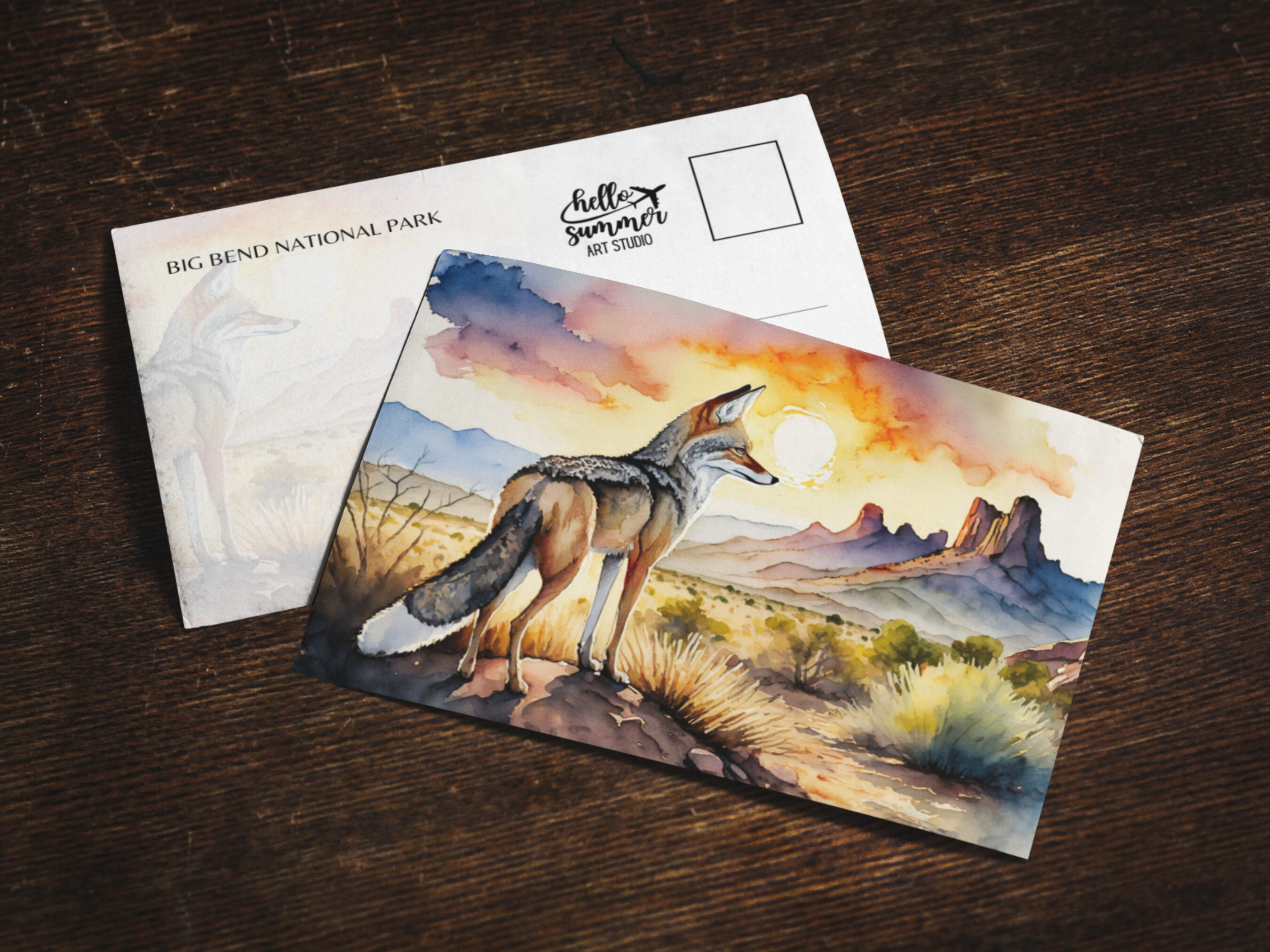 Big Bend Watercolor Postcard, 5 x 7 stationery, watercolor painting, national park gift, texas art print, desert watercolor, fine art