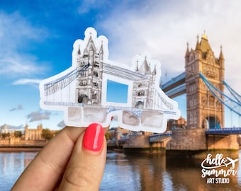 London Bridge Aufkleber - London Tower, England Aufkleber, London Bridge Aquarell, Europa Aufkleber, Reiseaufkleber, Backpacker Aufkleber, Magnet