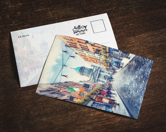 Dublin Watercolor Postcard, 5 x 7 stationery watercolor painting, travel artwork, Ireland Postcards, Dublin Souvenir, Dublin Gift