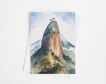 Rock of Guatape Watercolor Greeting Cards - 5 x 7 greeting card set, Colombia Greeting Card Set, Medellin Watercolor, Stationery, El Penon