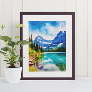 Glacier 2 Watercolor Art Print - Glacier National Park, National Park Gifts, Montana Wall Art, National Park Poster, Nature Art Print