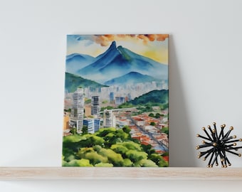 Caracas Watercolor Art Canvas - Venezuela, Travel Art, Watercolor Canvas Print, Wall Art, Fine Art Canvas, Venezuela Gifts, Caracas Souvenir