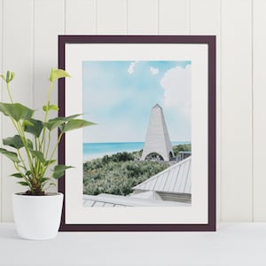Impression d&#39;art aquarelle bord de mer Floride - art de la plage, art mural côtier, art de la Floride, côte du golfe de Floride, 30 A, 30 A, Rosemary Beach, Destin,