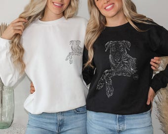 Custom Pet Portrait Crewneck Personalized Gift Sweatshirt Dog Mom Dad Gift Cat Mom Dad Gift