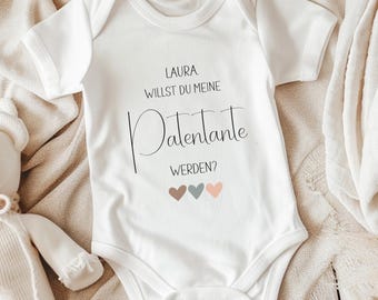 Patentante fragen mit Babybody, Willst du meine Patentante sein, Schwangerschaft verkünden, Paten Geschenk personalisiert, Patenonkel