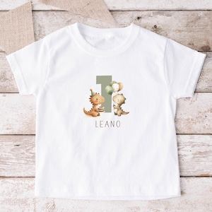 Birthday shirt with name & number, T-shirt 1st birthday, Dino shirt for boys, Personalized T-shirt for children for birthday