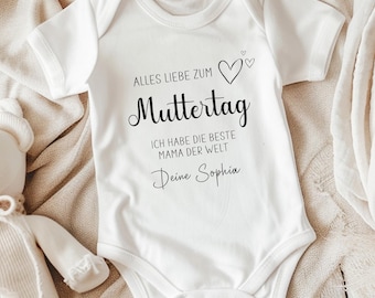 Babybody zum Muttertag, Muttertagsgeschenk für Mama, Personalisierter Baby Body als Geschenk für Mama, Geschenkidee Mama erster Muttertag