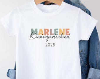 Camiseta personalizada para criança em idade pré-escolar, camiseta para o início do jardim de infância, presente para o início da creche, criança que começará o jardim de infância em 2026.