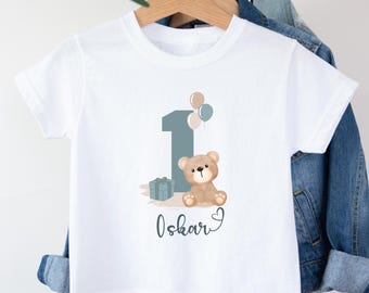 Camiseta de cumpleaños con nombre y número, camiseta 1er cumpleaños, camiseta para cumpleaños infantil, camiseta personalizada para niños para su cumpleaños