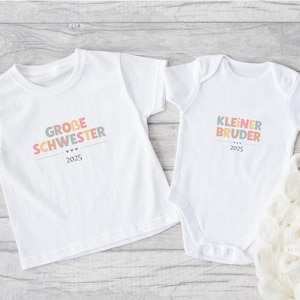 Vestito per fratelli, fratello/sorella maggiore, fratello/sorella minore | Annunciare la gravidanza | T-shirt personalizzate per bambini e tutine per neonati