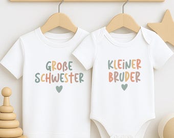 Strój dla rodzeństwa, starszego brata/siostry, młodszego brata/siostry | Ogłoszenie o ciąży | Spersonalizowane koszulki dla dzieci, body niemowlęce