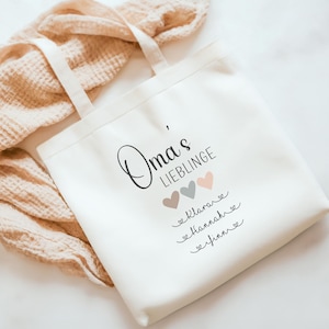 Stoffbeutel personalisiert für Oma, Jutebeutel als Geschenk von Enkelkindern, Personalisierte Tasche mit Namen als Geschenkidee von Enkeln