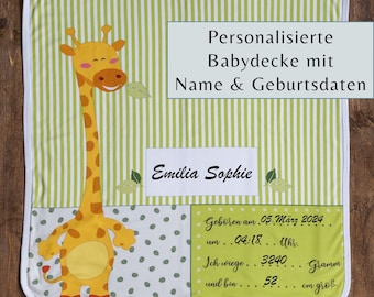 Personalisierte Babydecke  / Personalisiertes Geschenk Baby / Babygeschenk Geburt / Geschenk zur Geburt / Geburtsgeschenk personalisiert