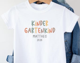 Camiseta personalizada para criança em idade pré-escolar, camiseta para o início do jardim de infância, presente para o início da creche, criança que começará o jardim de infância em 2026.