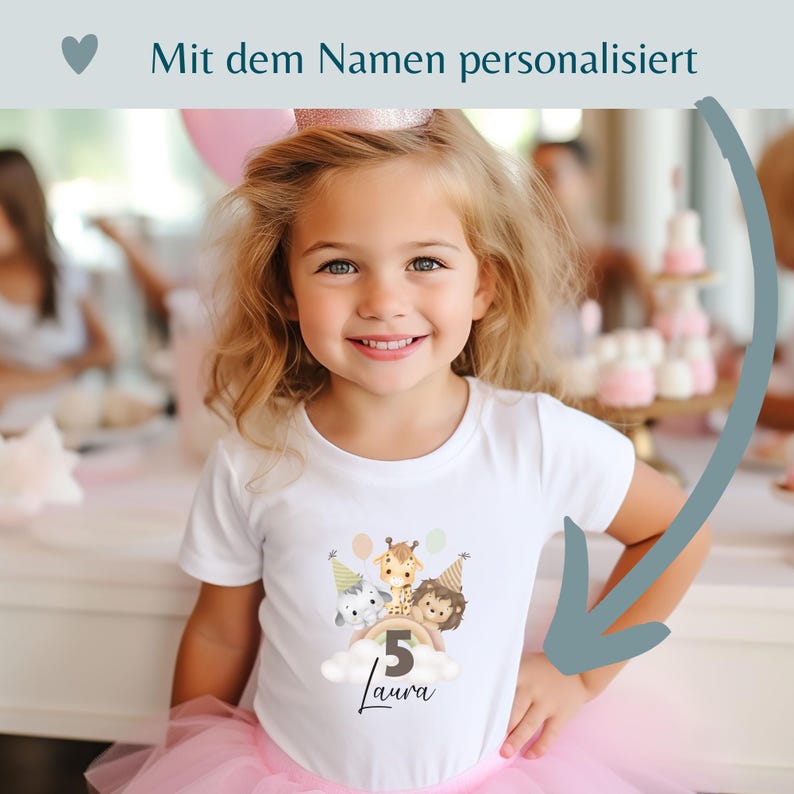 Birthday shirt with name and number, 1st birthday T-shirt, shirt for children's birthdays, personalized T-shirt for children's birthdays image 4