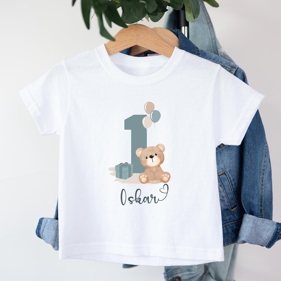 Geburtstagsshirt mit Name und Zahl, T-Shirt 1. Geburtstag, Shirt für Kindergeburtstag, Personalisiertes T-Shirt für Kinder zum Geburtstag