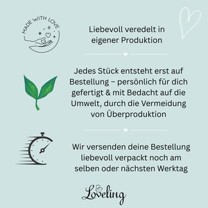 May include: A light blue graphic with text and illustrations. The text includes "Made with Love" and "Loveling". Illustrations include a hand, a heart, leaves, and a clock.
