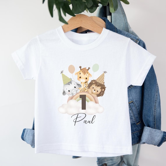 Geburtstagsshirt mit Name und Zahl, T-Shirt 1. Geburtstag, Shirt für Kindergeburtstag, Personalisiertes T-Shirt für Kinder zum Geburtstag