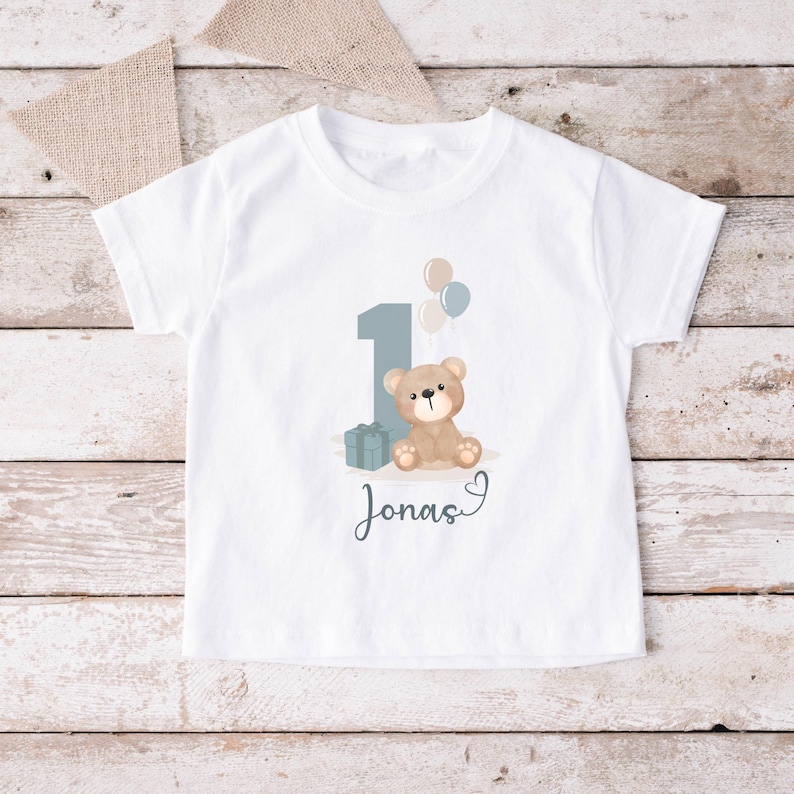 T-shirt d'anniversaire avec nom et chiffre, T-shirt pour le 1er anniversaire, T-shirt pour les anniversaires d'enfants, T-shirt personnalisé pour les anniversaires d'enfants image 2
