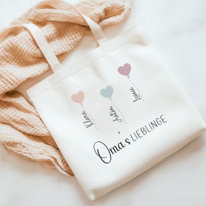 Stoffbeutel personalisiert für Oma, Jutebeutel als Geschenk von Enkeln, Personalisierte Tasche als Geburtstagsgeschenk, Muttertagsgeschenk