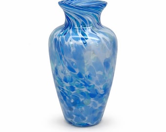 Hand-blown "Tidal Blue" Amphora Vase