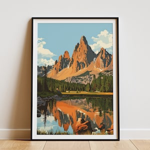 Idaho SawTooth Mountains Poster Druck Vintage Reise Poster Natur Kunst