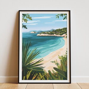 Beach Cove Sommerferien Küstenlandschaft Poster Druck Türkis Ozean Bay Tropische Insel Art Home Decor Wandkunst