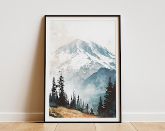 Mount Rainier National Park Vintage Travel Poster Washington State Art Print Mountain Wall Art Home Decor Adventure Awaits Gift Idea
