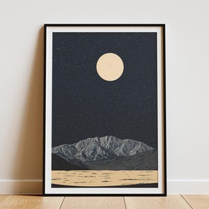 Death Valley National Park Poster California Nevada Wall Art Print Moon Photography Home Decor Travel Poster Minimalist Landscape Art Print