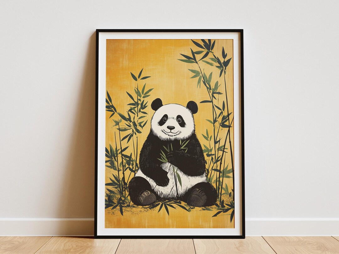 Panda Art Print Panda Bear Poster Bamboo Poster Panda Wall Art