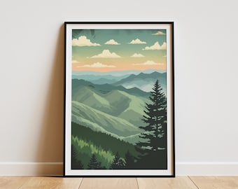 Smoky Mountains National Park poster vintage reisposter kunst print landschap landschap muur decor