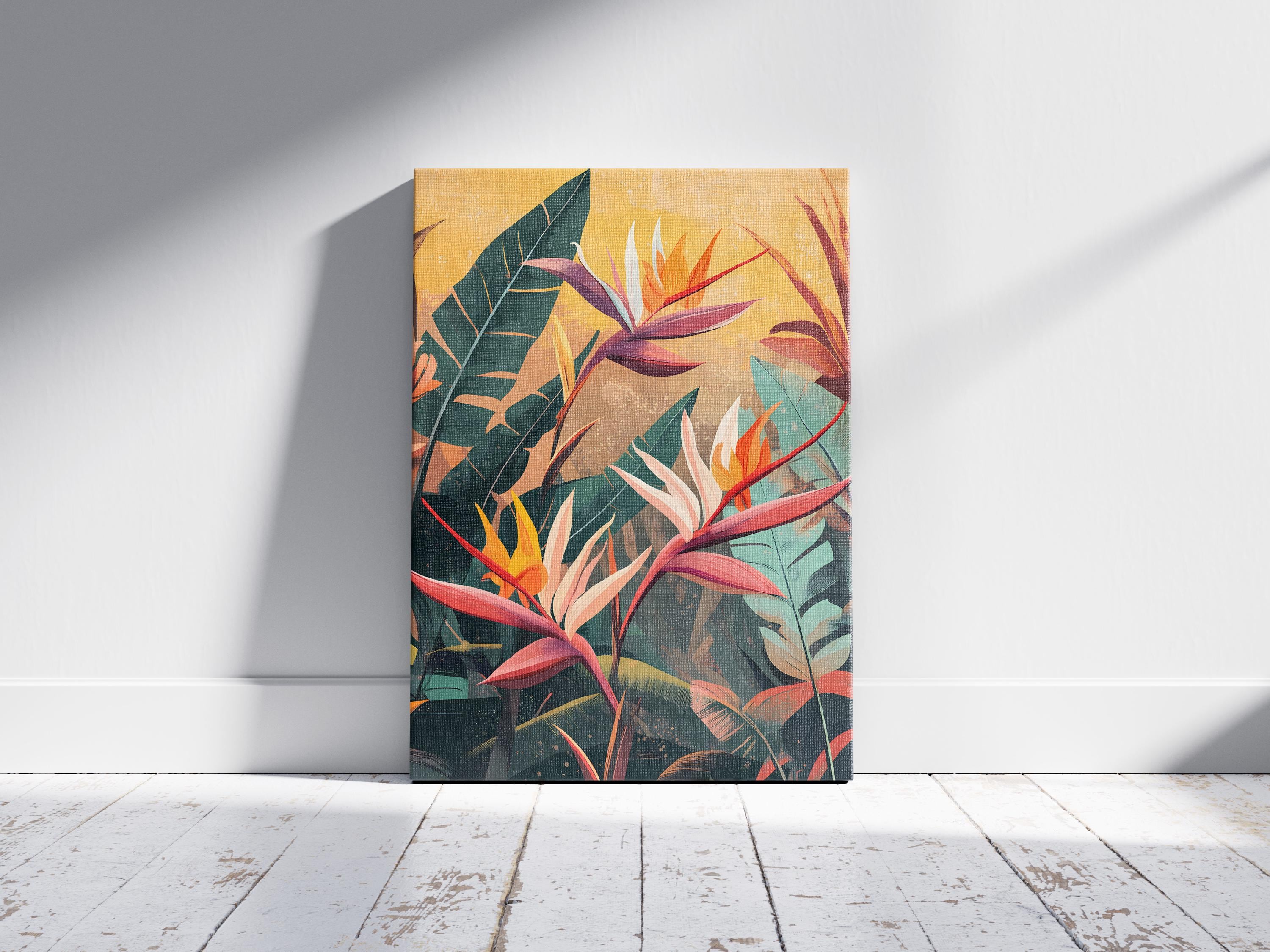 Bird of Paradise Flower Print Tropical Botanical Wall Art Orange