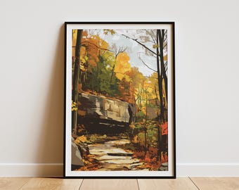 Plakat z Parku Narodowego Doliny Cuyahoga w Ohio, wydruk z podróży, sztuka z Środkowego Zachodu, styl vintage, dekoracja ścienna, parki narodowe, wydruk artystyczny, wystrój domu, pomysł na prezent