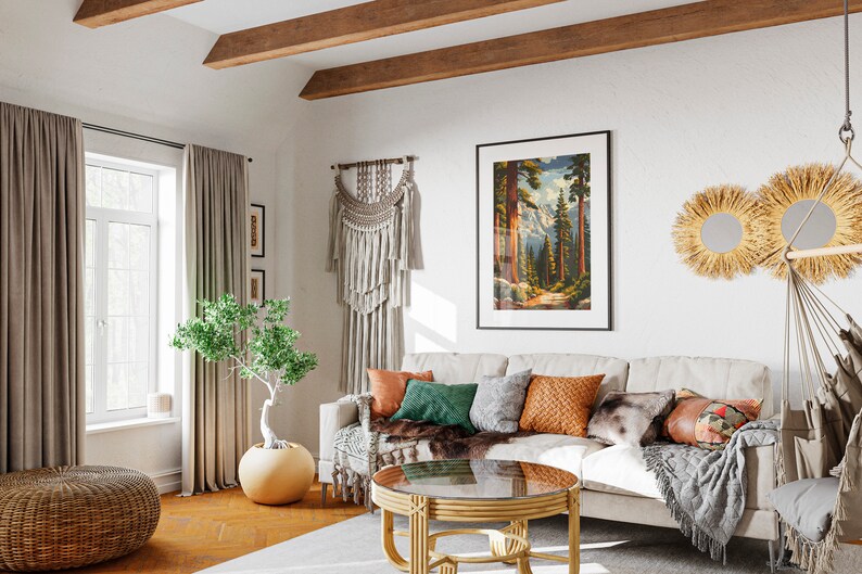 Sequoia National Park Poster Vintage Travel Poster Abstract Midcentury