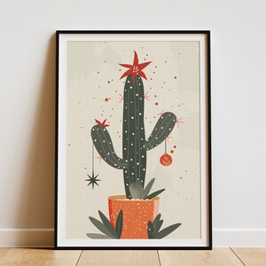 Weihnachtskaktus Poster Minimalistischer Kunstdruck Botanische Illustration Home Decor Pflanze Wandkunst