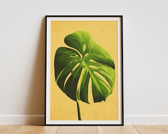 Monstera Leaf Art Print Tropical Plant Poster Botanical Wall Art Hawaiian Decor Modern Home Decor Monstera Deliciosa Leaf Print