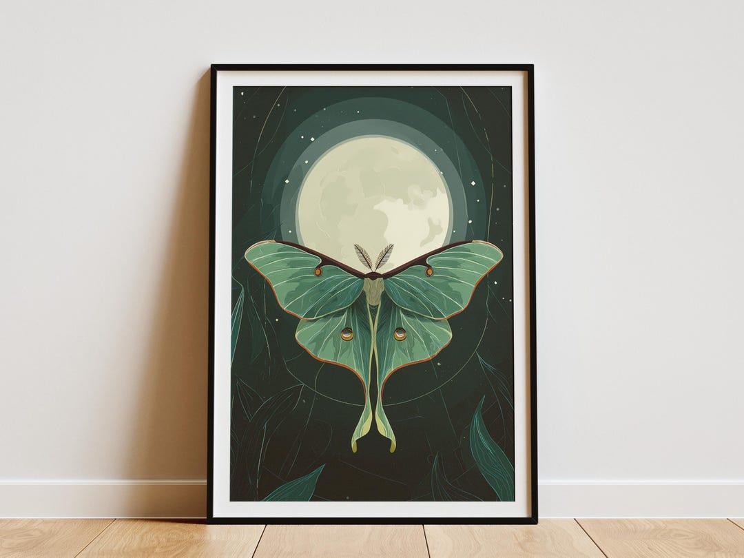 Enchanting Luna Moth by Moonlight Poster Print Vintage Travel Style ...