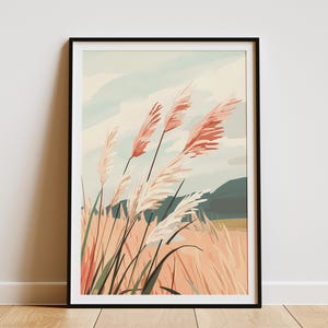 Herbst Gras Wiese Poster Herbst Landschaft Print Beige Gras Botanische Wandkunst Moderne Wohnkultur Minimalistischer Druck Abstrakte Natur Creme