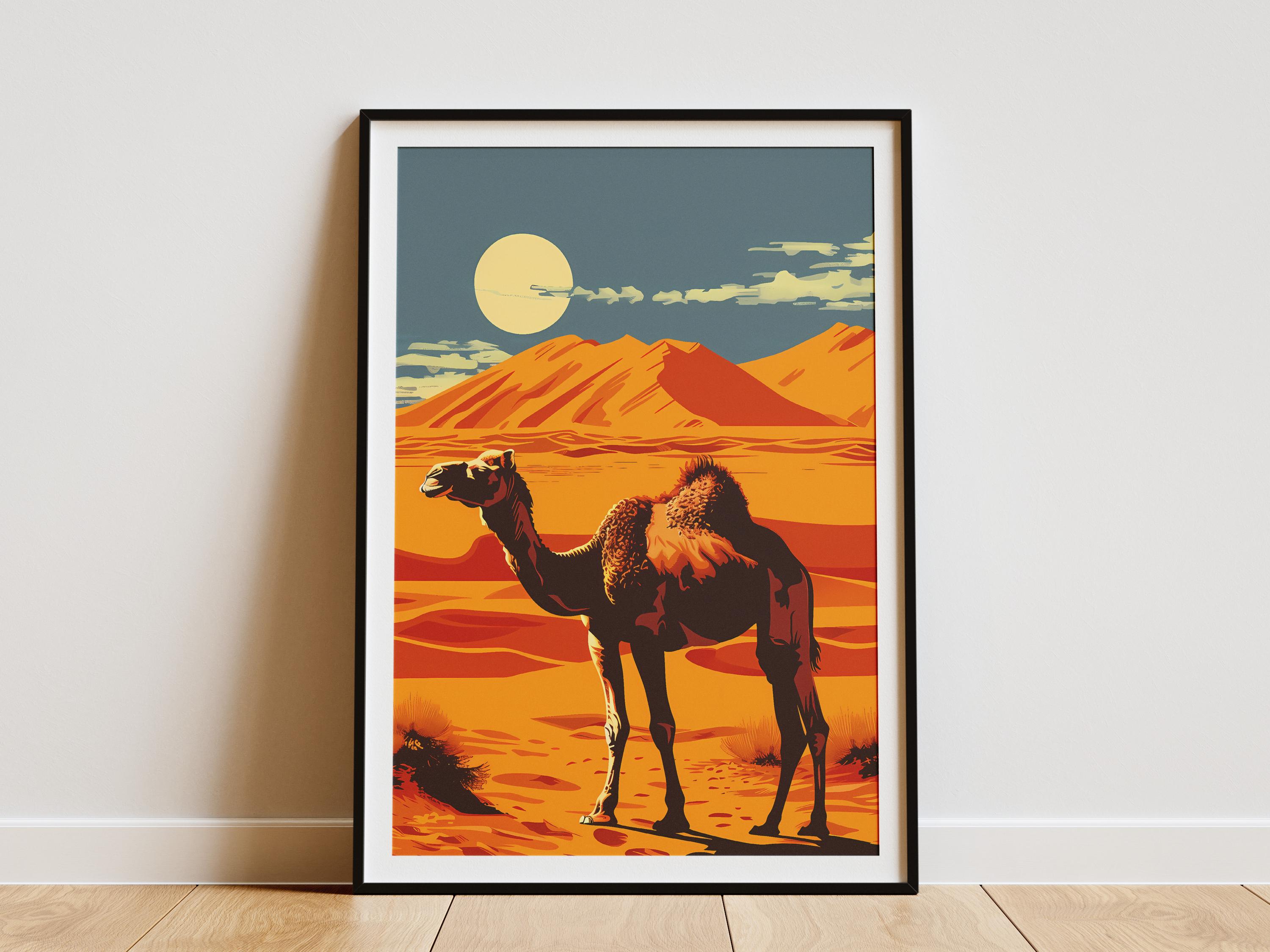 Camel Desert Poster Mid Century Modern Desert Art Animal Print